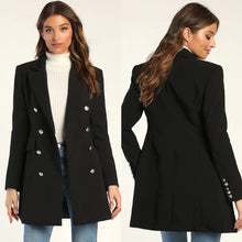 Load image into Gallery viewer, Lulus Captain&#39;s Blog Double-Breasted Notch Lapel Outdoor Pea Coat Black S

