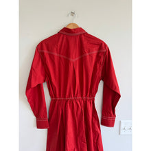 Load image into Gallery viewer, Tory Burch Eleanor Poplin Long Sleeve Button Front Midi Dress Ruby Rust 8 NWT
