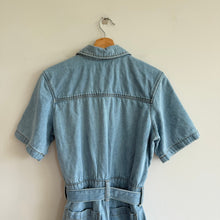 Load image into Gallery viewer, Universal Thread Button Front Denim Short Sleeve Romper Blue 6
