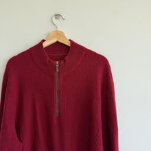 Load image into Gallery viewer, Peter Millar 100% Cashmere Ribbed Knit Mock Neck 1/4 Zip Pullover Sweater Red XL
