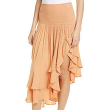 Load image into Gallery viewer, Free People Coast To Coast Convertible Asymmetric Hem Midi Skirt Brown S
