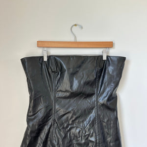 Princess Polly Hailey Strapless Faux Leather Lined Mini Dress Black 12 NWT