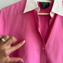 Load image into Gallery viewer, Lauren Ralph Lauren Classic Colorblock Button Down Shirt Pink White M
