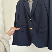 Load image into Gallery viewer, J. Crew Schoolboy Classic Wool Notch-Lapel Blazer Navy Blue 0
