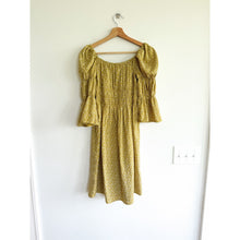 Load image into Gallery viewer, Roolee Roxanne Floral Pattern Square Neck Smocked Puff Sleeve Mini Dress S NWT
