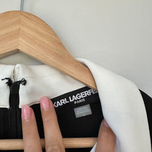 Load image into Gallery viewer, Karl Lagerfeld Paris Collared Shift Dress with Contrast Tulip Sleeve 16
