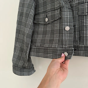 Adriano Goldschmied Evonne Houndstooth Cropped Button Front Jacket XS