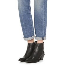 Load image into Gallery viewer, Frye Sacha Moto Shortie Leather Pointed Toe Dual-Side Zip Bootie Black 10
