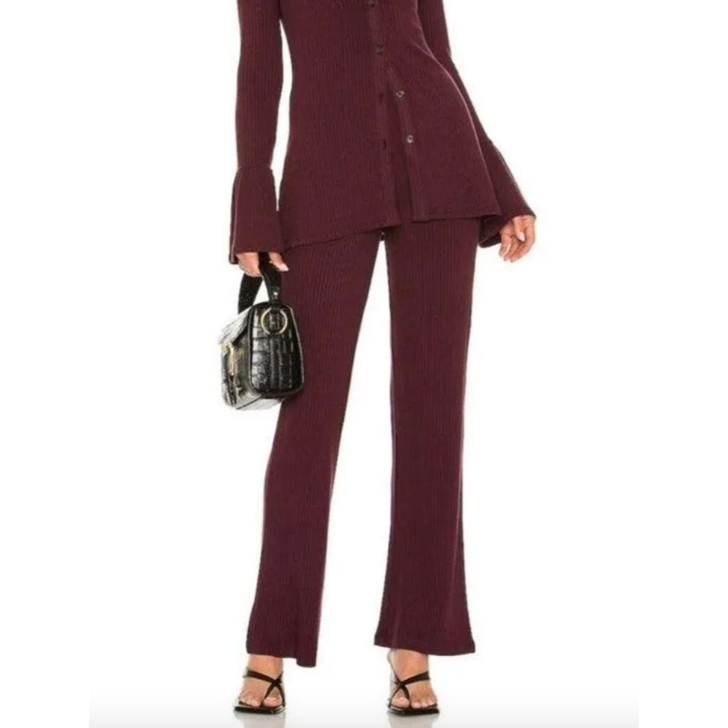 N:Philanthropy Revolve Reign Ribbed Pull On High Rise Pants Space Cherry XS