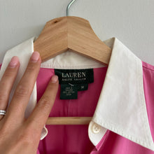 Load image into Gallery viewer, Lauren Ralph Lauren Classic Colorblock Button Down Shirt Pink White M
