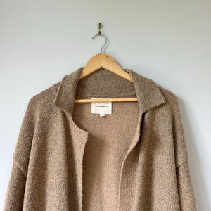 Thread & Supply Open-Front Long Sleeve Pocket Cardigan Sweater Beige S