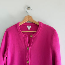 Load image into Gallery viewer, J. Crew Cotton Lady Ribbed Crew Neck Cropped Long Sleeve Cardigan Pink M
