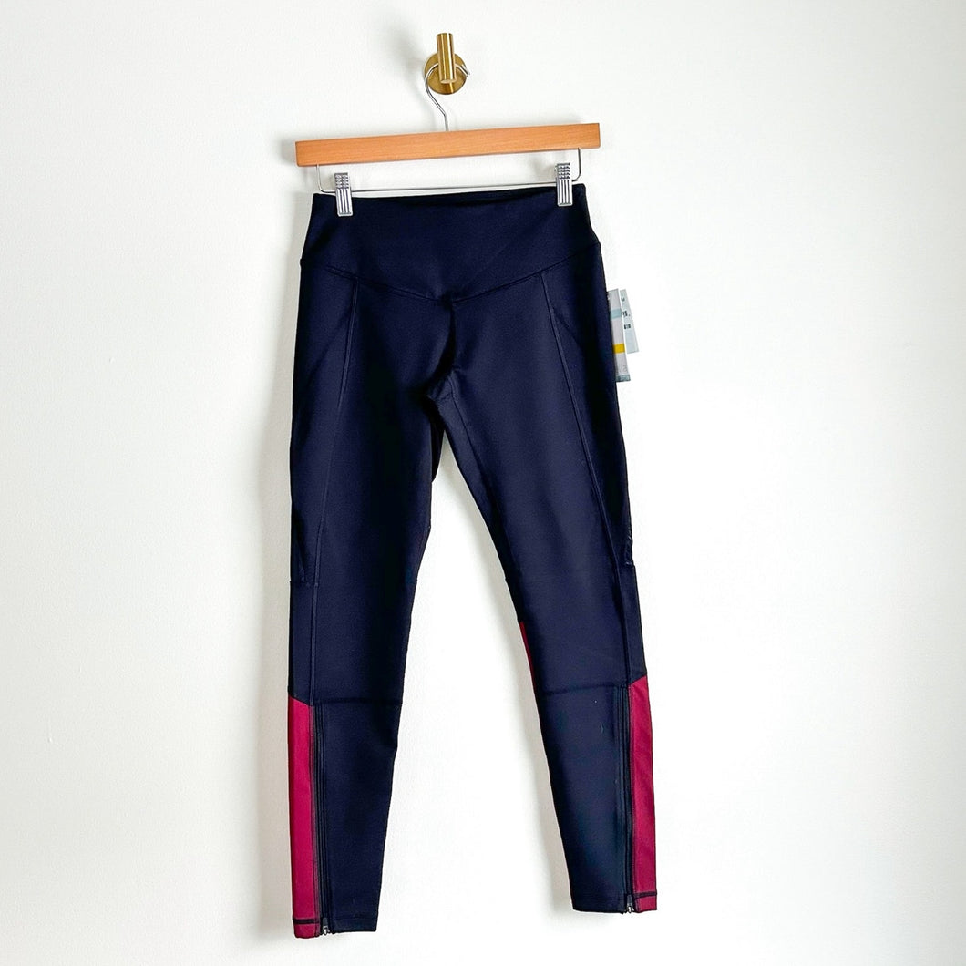 Zella Gossip Ankle Zip Mesh Hem Leggings Black S