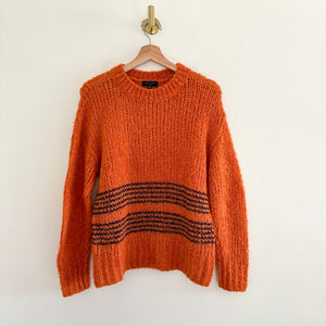 Rag & Bone Merino Wool Knit Crew Neck Pullover Sweater Orange XXS