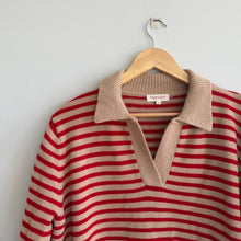 Load image into Gallery viewer, DEMYLEE Lucian Merino Wool Striped Pullover Sweater Red Brown M
