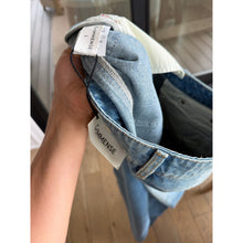 Load image into Gallery viewer, Commense Contrast Side Striped High Rise Denim Wide Leg Jeans Blue L NWT
