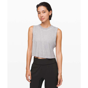 Lululemon Broken Beats Crew Neck Cropped Tank Top Washed Glacier Grey