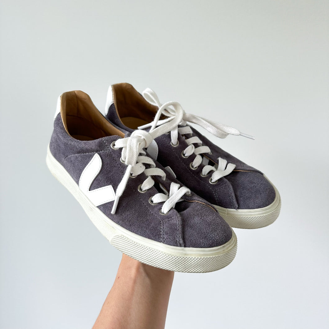 Veja Suede Logo Lace Up Low Top Sneakers Purple/Gray 5