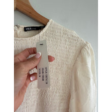 Load image into Gallery viewer, INA Floral Pattern Long Sleeve Smocked Tiered Maxi Dress Cream M NWT
