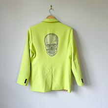 Load image into Gallery viewer, Seven Lab Single-Breasted Rhinestone Skull Notch Lapel Blazer Neon Green XL
