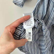 Load image into Gallery viewer, BCBGMAXAZRIA Jolee Cotton Striped One Shoulder 3/4 Sleeve Mini Dress Blue S
