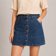 Load image into Gallery viewer, J. Crew Mercantile Button Up Denim Skirt 2 L0573 NWT
