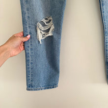 Load image into Gallery viewer, Levi&#39;s 501 Distressed High Rise Button-Fly Denim Straight Jeans Blue 24
