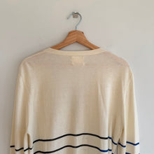 Load image into Gallery viewer, Boy. Band of Outsiders Silk Cashmere Blend Striped Cardigan Sweater Cream M
