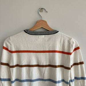 Faherty Cashmere Blend Surf Stripe Sweater In Ivory Surf XS