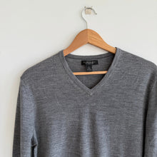Load image into Gallery viewer, Banana Republic Merino Wool V-Neck Long Sleeve Pullover Sweater Gray S

