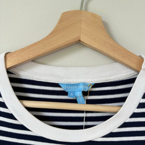 Draper James Tie Waist T-Shirt Dress in Nautical Stripe Navy White S
