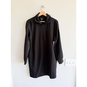 Athleta Allure 1/4 Zip Long Sleeve Mock Neck Mini Dress Black M NWT
