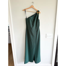 Load image into Gallery viewer, Shoshanna Margo Hunter Midnight Crepe Front Slit Maxi Dress Green 4

