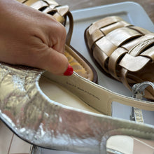 Load image into Gallery viewer, Dolce Vita Rianne Mary Jane Leather Flats Slingback Sandals Metallic Silver 8.5
