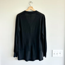 Load image into Gallery viewer, BCBGMAXAZRIA Merino Wool Round Hem Button Front V-Neck Cardigan Sweater Black S
