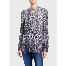 Load image into Gallery viewer, Elie Tahari Ingunn Animal Print Long Sleeve Button Up Shirt Black L
