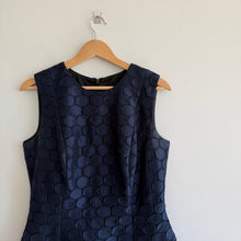 Load image into Gallery viewer, Carmen Marc Valvo Jacquard Circle Pattern Sleeveless Mini Cocktail Dress Navy 10
