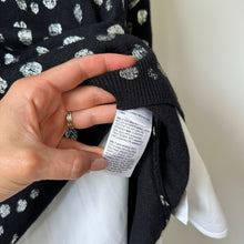 Load image into Gallery viewer, Chico&#39;s Foil Spotted Built-In Shirt Knit Pullover Collared Sweater Black L NWT
