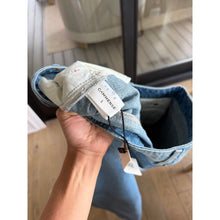 Load image into Gallery viewer, Commense Contrast Side Striped High Rise Denim Wide Leg Jeans Blue L NWT
