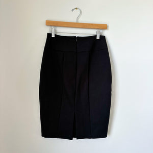 Anthropologie Eva Franco Floral Embroidered Back Slit Pencil Skirt Black 2