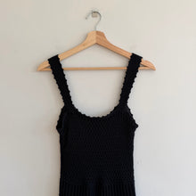 Load image into Gallery viewer, Abercrombie &amp; Fitch 100% Cotton Crochet Scalloped Sleeveless Mini Dress Black ST
