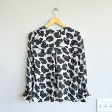 Load image into Gallery viewer, A.L.C Silk Paisley Print Button Up Blouse Black White

