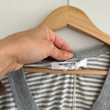 Load image into Gallery viewer, Project Social T Hits Different Striped Sleeveless Ringer Tank Top Gray L
