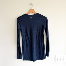 Load image into Gallery viewer, Beyond the Bump by Beyond Yoga Crew Neck Long Sleeve Tee Navy Blue S
