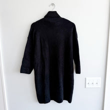 Load image into Gallery viewer, Pomander Place Noir Vivianne Shimmer 3/4 Sleeve Turtleneck Mini Dress Black M
