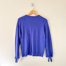 Load image into Gallery viewer, Banana Republic Filpucci Wool-Cashmere Blend Bow Cuff Sweater Purple XS
