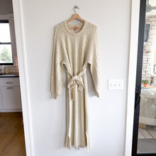 Load image into Gallery viewer, Show Me Your Mumu Barb Chunky Cable Knit Belted Maxi Sweater Dress Cream M
