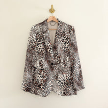 Load image into Gallery viewer, Elie Tahari The Marcie Leopard-Print Single-Breasted Blazer Brown Black 10
