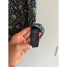 Load image into Gallery viewer, Tory Burch Floral Pattern Cap Sleeve Crew Neck Blouse Blue 2
