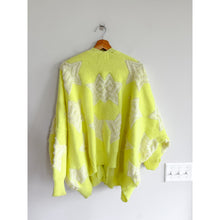 Load image into Gallery viewer, Bucketlist Oversized Star Pattern Button Front Cardigan Lime Yellow M NWT
